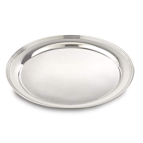 Elegance Round Stainless Steel Serving Tray, 17", Silver