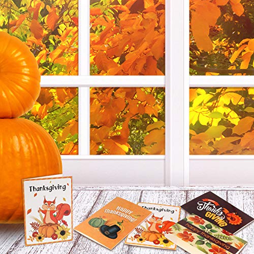 Set of 36 Thanksgiving Greeting Cards with Envelopes, 9 Thanksgiving Designs Note Cards for Thanksgiving, Appreciation