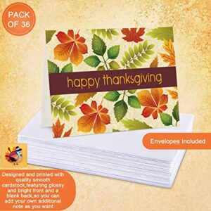 Set of 36 Thanksgiving Greeting Cards with Envelopes, 9 Thanksgiving Designs Note Cards for Thanksgiving, Appreciation