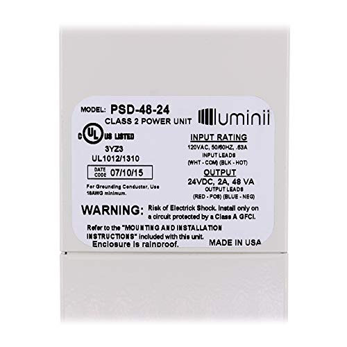 Luminii PSD-48-24 Weatherproof Dimming LED Power Supply, 48VA, 2A, 24VDC