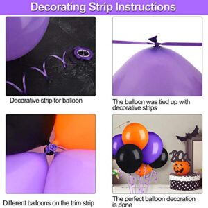 202 Pieces Halloween Balloon Garland Arch kit 13 Inch and 24 Inch Black Orange Purple Latex Balloons, Balloon Tap Strip, Adhesive Dots for Halloween Party Decorations Supplies