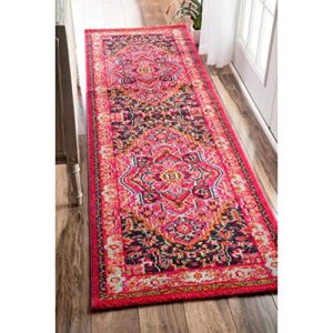 nuloom mackenzie vintage runner rug, 2' 6" x 6', violet pink