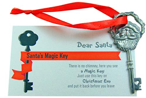 Santa Key for No Chimney Houses Magic Skeleton Keys with Santas Face, 2 Inches Long