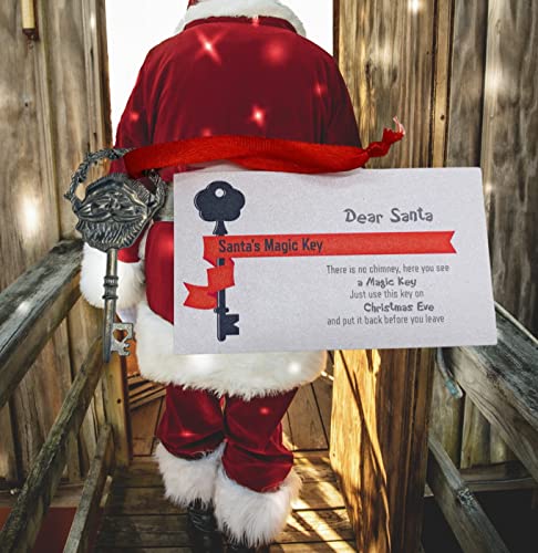 Santa Key for No Chimney Houses Magic Skeleton Keys with Santas Face, 2 Inches Long