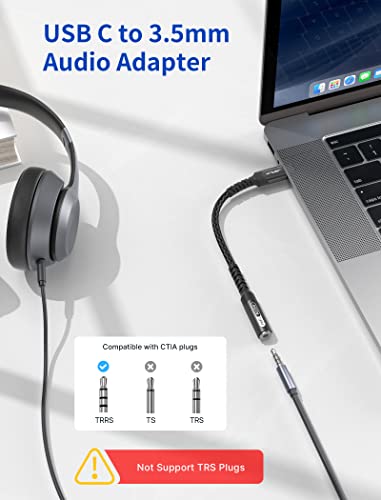 JSAUX 2-Pack USB C to 3.5mm Audio Headphone Adapter, Type C to Aux Jack Adapter Right Angle Dongle with DAC Chip Compatible with Samsung S22 S21 S20 Plus Ultra, Pixel, OnePlus, iPad Pro etc -Black