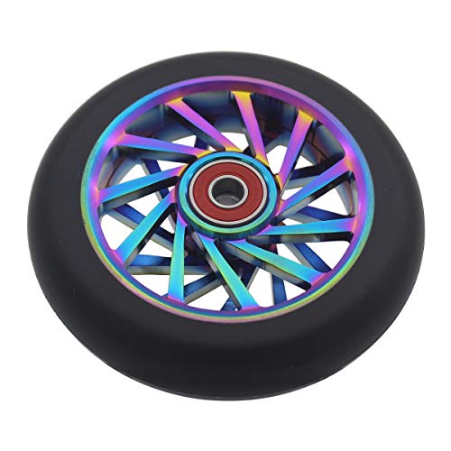 aibiku 110mm Hollow Wheel - Bearings ABEC 11 Installed - Pro Stunt Scooter Wheel fit for Fuzion/Envy/MGP/Lucky TFOX/Vokul Pro Scooter Replacement Wheels - 2PCS(Colorful/Black)