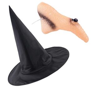 black witch hat with witch nose halloween costumes for kids