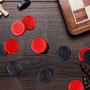 48 Pieces Wooden Checkers Pieces Only 1.06 Inch Wood Checker Board Game Pieces with Stackable Ridge and Drawstring Cloth Pouch, Red and Black Color