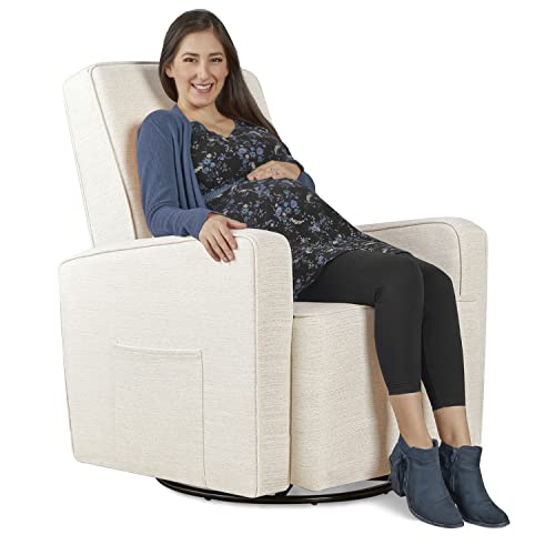 Evolur Holland Upholstered Plush Seating Glider Swivel, Glider Chair for Nursery in Thunder, Modern Nursery Glider, Tool-Free Assembly, Easy to Clean, Environmentally Conscious Glider