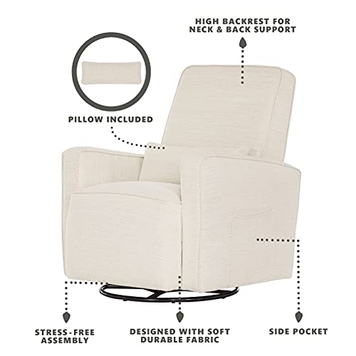 Evolur Holland Upholstered Plush Seating Glider Swivel, Glider Chair for Nursery in Thunder, Modern Nursery Glider, Tool-Free Assembly, Easy to Clean, Environmentally Conscious Glider