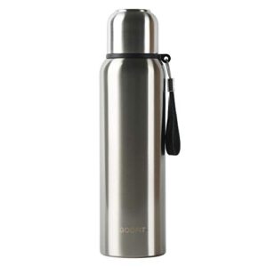 goofit insulated thermos with cup outdoor sports stainless steel thermos vacuum sealed coffee bottle travel mug thermos flask bpa free keeps cold 24h hot 24h 27oz silver