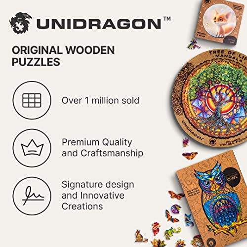 UNIDRAGON Wooden Jigsaw Puzzles - Intergalaxy Butterfly, 199 pcs, Medium 12.6"x9", Beautiful Gift Package, Unique Shape Best Gift for Adults and Kids