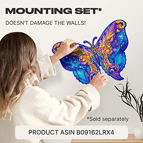 UNIDRAGON Wooden Jigsaw Puzzles - Intergalaxy Butterfly, 199 pcs, Medium 12.6"x9", Beautiful Gift Package, Unique Shape Best Gift for Adults and Kids