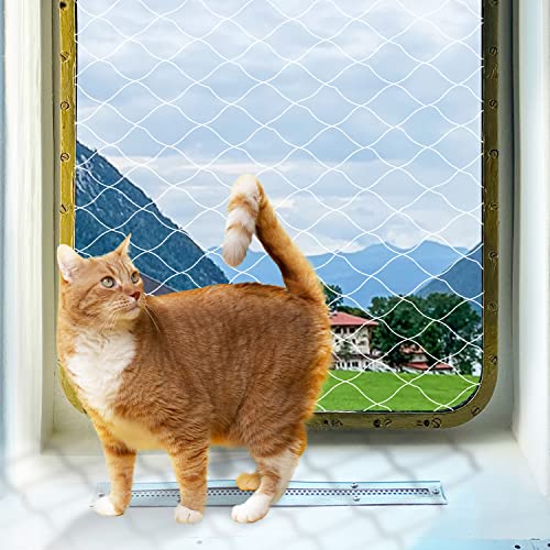 PAWISE Cat Safety Net, Cat Balcony Net Pet Anti-Fall Netting for Window Stairs,Dog Fence Nets Transparent（6m x 3m）