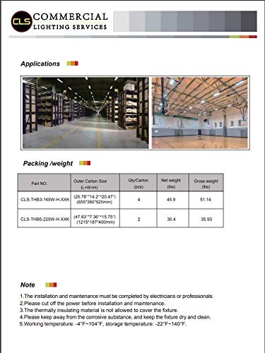 Commercial Lighting Services LED HighBay Light 165 Watt Warehouse Light, 21450 Lumens, 5000 Kelvin High Bay