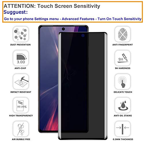 [2 Pack] Galaxy Note 20 Ultra Privacy Screen Protector, Tempered Glass Anti-Spy Black Screen Protector for Samsung Galaxy Note 20 Ultra, Anti-Peek 9H Easy Install [Don’t Support Fingerprint Unlock]