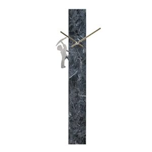 spice of life edge pendulum wall clock pillar - marble grey - wooden frame, analog time display, home décor