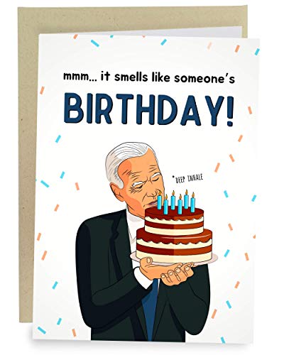 Sleazy Greetings Funny Joe Biden Sniffing Smelling Birthday Card | Joe Biden Gag Gift | Political Bday Congratulations Joe Biden Card