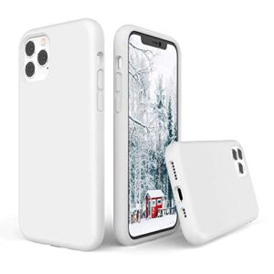 surphy silicone case compatible with iphone 11 pro case, liquid silicone full body thickening design phone case (with microfiber lining) for iphone 11 pro 5.8 inch (white)