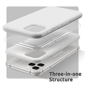 SURPHY Silicone Case Compatible with iPhone 11 Pro Case, Liquid Silicone Full Body Thickening Design Phone Case (with Microfiber Lining) for iPhone 11 Pro 5.8 inch (White)