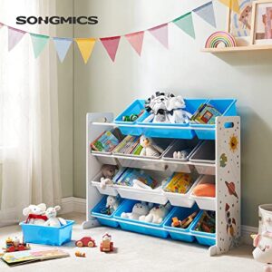 SONGMICS Kid's Large Toy Storage Unit with 16 Removable Bins, for Playroom, Children’s Room, 41.7", Space Theme