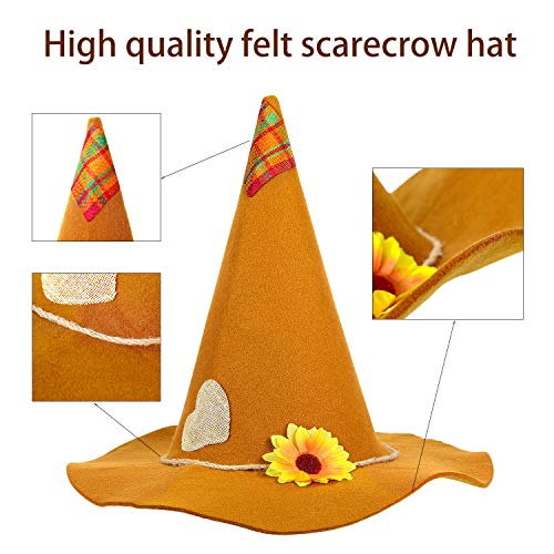 Geyoga 2 Pieces Scarecrow Hat Felt Scarecrow Costume Accessory for Halloween Costume Party, 2 Colors, for Age over 12 (Dark Brown, Light Brown)