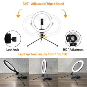 Ring Light with 76.7" Extendable Tripod Stand and 2-in-1Phone/Tablet Tripod, 12-inch Selfie Ring Light Full Kit, Dimmable Desk Makeup Circle Led Ring Light for TikTok, 3 Modes 10 Brightness Levels