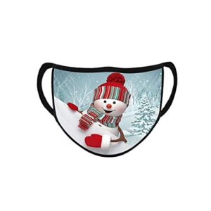 Missli 【USA Stock 5Pcs Unisex Face_Mask, Washable Reusable Cloth Face Covering, Fashion Protective Mouth Covering for Outdoor Activities, Christmas Santa Snowman Printed