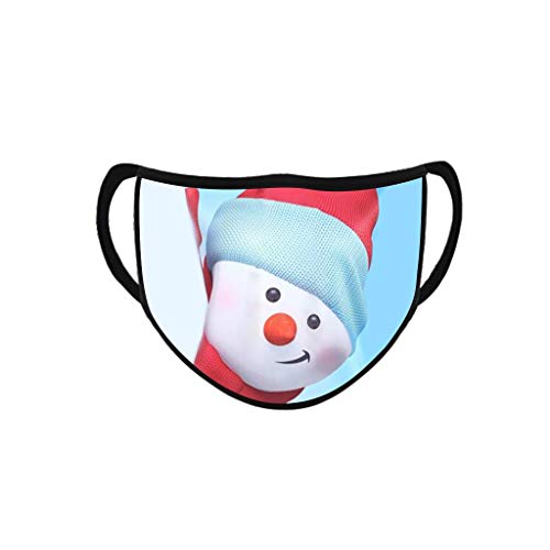 Missli 【USA Stock 5Pcs Unisex Face_Mask, Washable Reusable Cloth Face Covering, Fashion Protective Mouth Covering for Outdoor Activities, Christmas Santa Snowman Printed