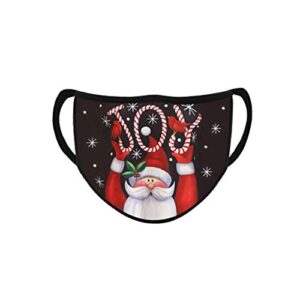 Missli 【USA Stock 5Pcs Unisex Face_Mask, Washable Reusable Cloth Face Covering, Fashion Protective Mouth Covering for Outdoor Activities, Christmas Santa Snowman Printed