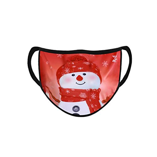 Missli 【USA Stock 5Pcs Unisex Face_Mask, Washable Reusable Cloth Face Covering, Fashion Protective Mouth Covering for Outdoor Activities, Christmas Santa Snowman Printed