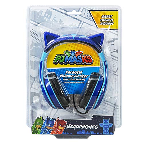 PJ Masks Catboy Kids Headphones, Adjustable Headband, Stereo Sound, 3.5Mm Jack, Wired Headphones for Kids, Tangle-Free, Volume Control, Childrens Headphones Over Ear for School Home, Travel