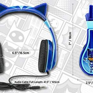 PJ Masks Catboy Kids Headphones, Adjustable Headband, Stereo Sound, 3.5Mm Jack, Wired Headphones for Kids, Tangle-Free, Volume Control, Childrens Headphones Over Ear for School Home, Travel