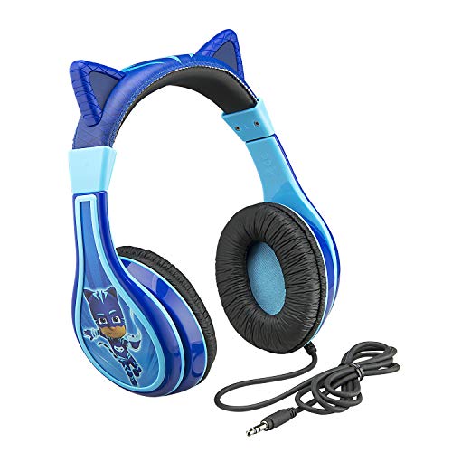 PJ Masks Catboy Kids Headphones, Adjustable Headband, Stereo Sound, 3.5Mm Jack, Wired Headphones for Kids, Tangle-Free, Volume Control, Childrens Headphones Over Ear for School Home, Travel