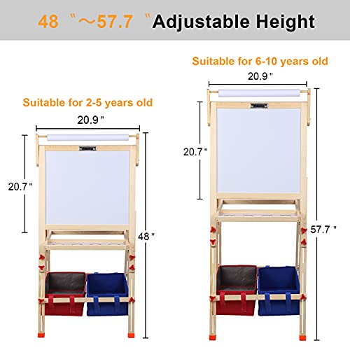 Art Easel for Kids,Standing Kid's Art Easel,Kids Easel with Magnetic Chalkboard & White Board,Kids Art Easel with Paper Roll