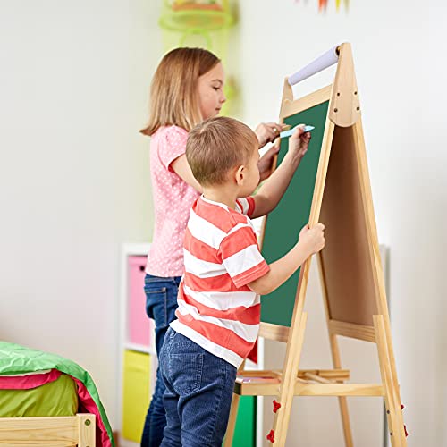 Art Easel for Kids,Standing Kid's Art Easel,Kids Easel with Magnetic Chalkboard & White Board,Kids Art Easel with Paper Roll