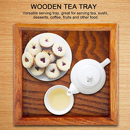 Wooden tea tray, coffee/sushi/snack/tea serving tray for breakfast, square food serving plate for home Ottoman cafe restaurant shop(12.512.5cm)