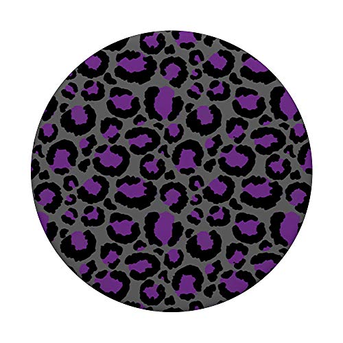 Dark Grey Violet Purple Black Spot Cheetah Leopard Print PopSockets Swappable PopGrip