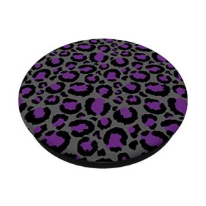 Dark Grey Violet Purple Black Spot Cheetah Leopard Print PopSockets Swappable PopGrip