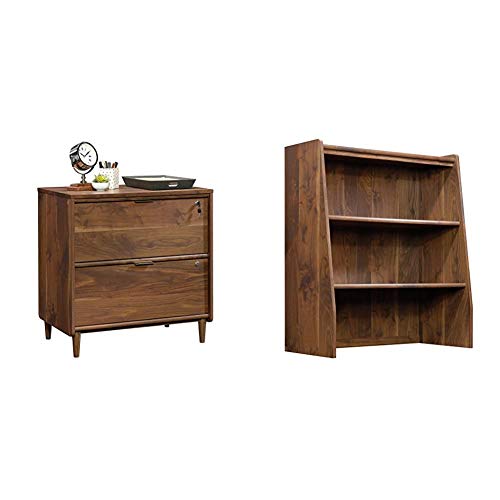 Sauder Clifford Place Lateral File, Grand Walnut Finish & Clifford Place Library Hutch, Grand Walnut Finish