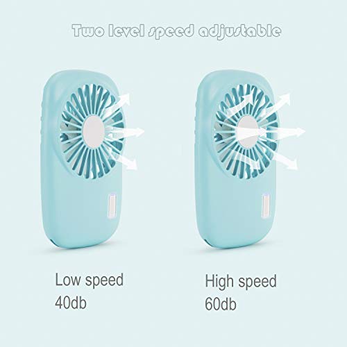 Aluan Handheld Fan 2 pack Mini Powerful Small Fan for Kids Women Men Indoor Outdoor Travel Cooling with Lanyard, Green+Blue