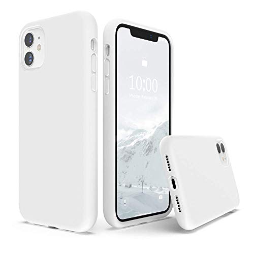 SURPHY Silicone Case Compatible with iPhone 11 Case 6.1 inch, Liquid Silicone Full Body Thickening Design Phone Case (with Microfiber Lining) for iPhone 11 6.1 2019 (White)