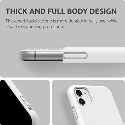SURPHY Silicone Case Compatible with iPhone 11 Case 6.1 inch, Liquid Silicone Full Body Thickening Design Phone Case (with Microfiber Lining) for iPhone 11 6.1 2019 (White)