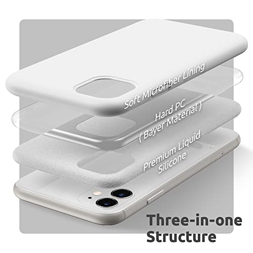 SURPHY Silicone Case Compatible with iPhone 11 Case 6.1 inch, Liquid Silicone Full Body Thickening Design Phone Case (with Microfiber Lining) for iPhone 11 6.1 2019 (White)