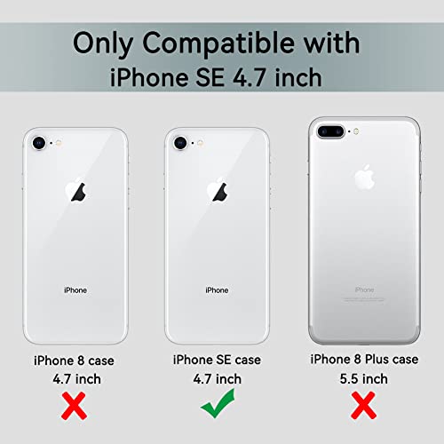 COOLQO Compatible for iPhone SE 2022/2020 Case 4.7 Inch, with [2 x Tempered Glass Screen Protector] Clear 360 Full Body Coverage Hard PC+Soft Silicone TPU 3in1 Protective Shockproof Phone Cover