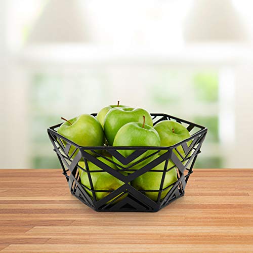 Scott Living Luxe Centerpiece Fruit Storage Basket, 10-Inch, Black