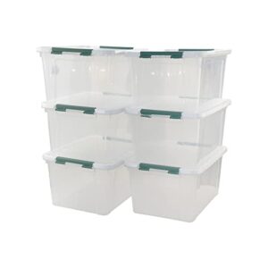 utiao 20 quart clear plastic bin with lid, latching storage box, 6 packs