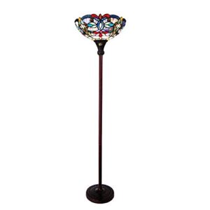 radiance goods tiffany-style victorian stained glass torchiere floor lamp 69" height