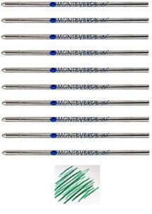 monteverde d1 ballpoint refill to fit mini and multi functional pens, medium point, soft roll, 10 per pack (bulk packed) (green)