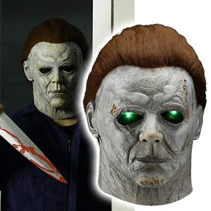 Bulex LED Light up Michael Myers Mask Scary Halloween Murderer Killer Mask Creepy Full Head Latex Mask Horror Cosplay Costume